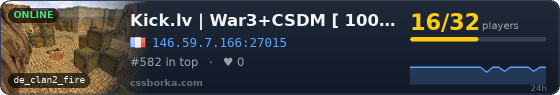 Kick.lv | War3+CSDM [ 1000 LVL, custom Skills / Shops / Missions ]
