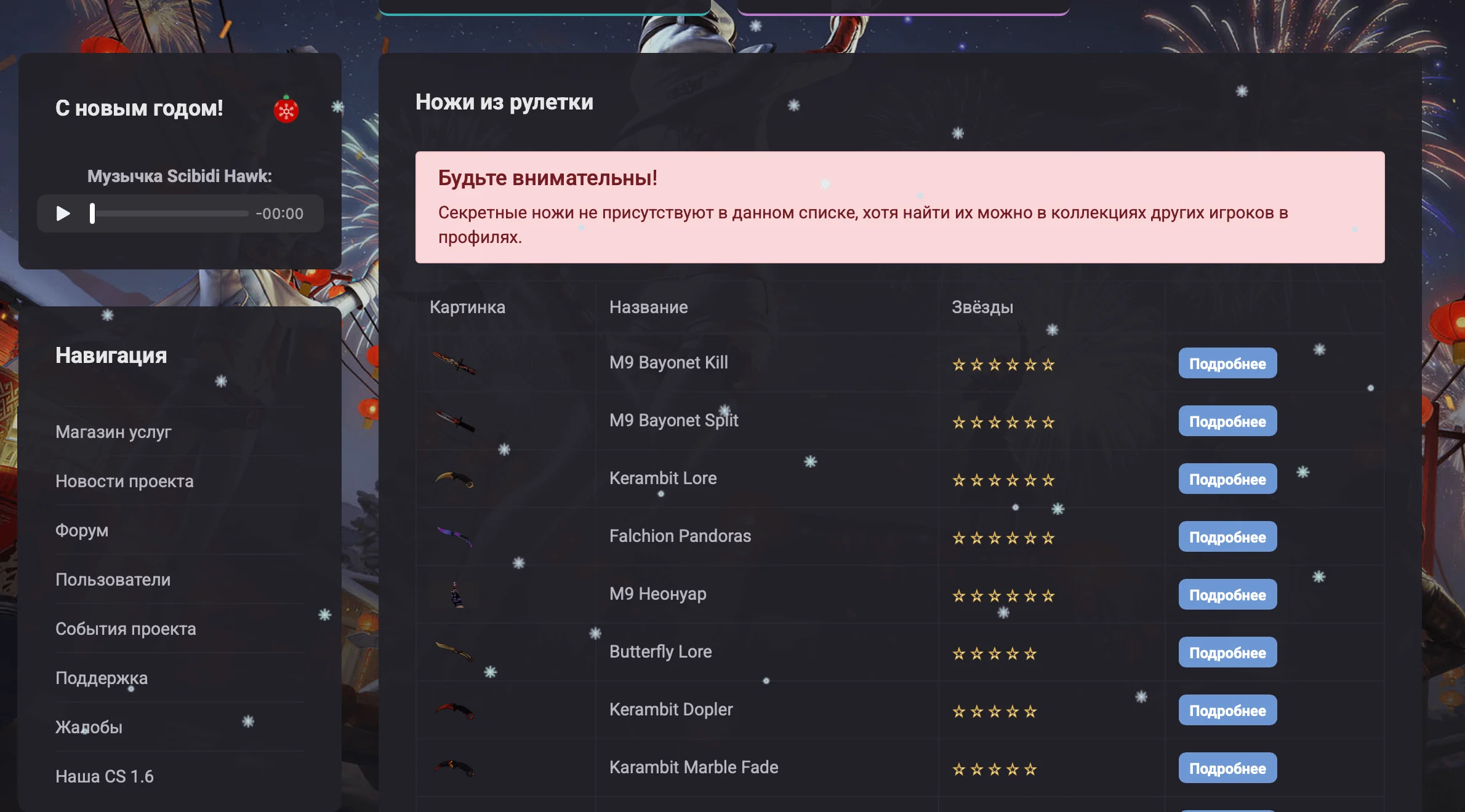 Рулетка ножей + GameCMS Модуль